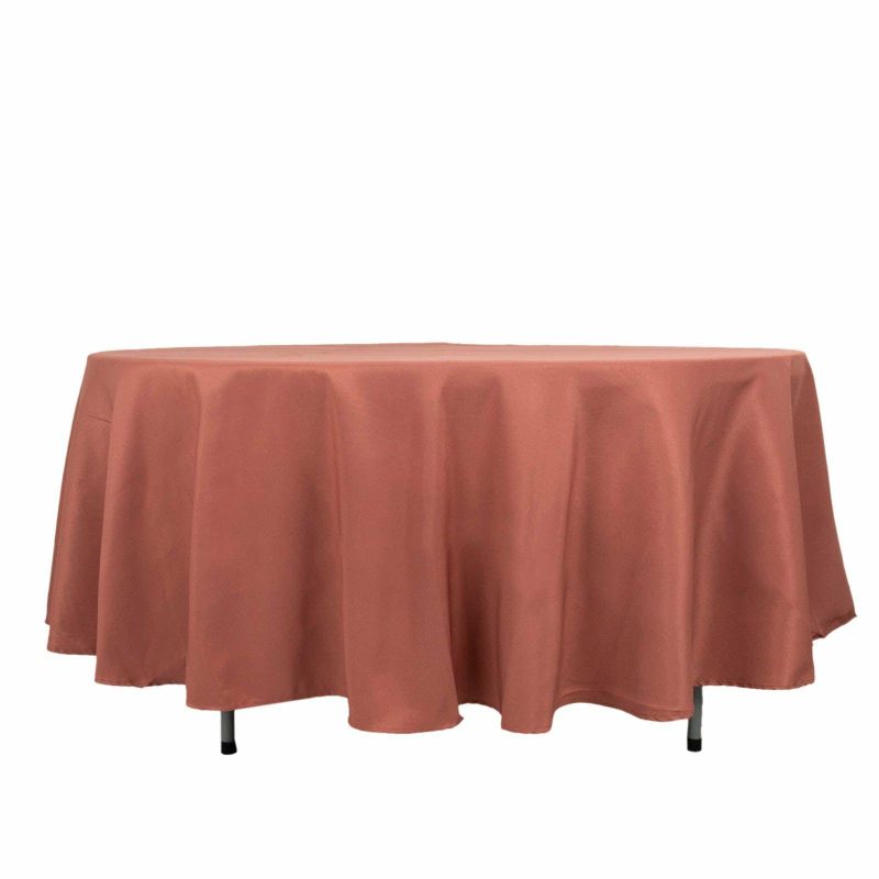 Terracotta (Rust) Seamless Premium Polyester Round Tablecloth 220GSM – 108″  |   Polyester Polyester Polyester