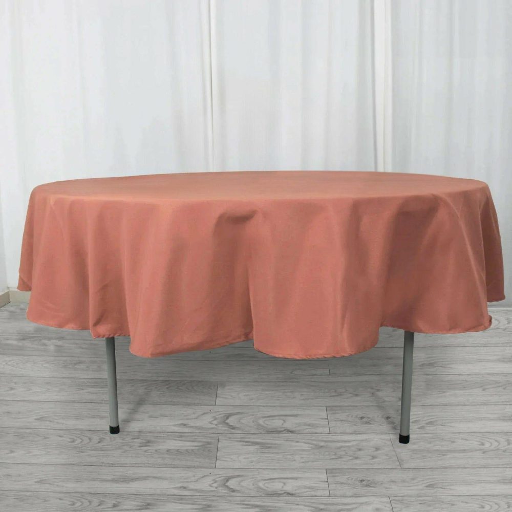 Terracotta (Rust) Seamless Premium Polyester Round Tablecloth 220GSM – 90″  |   Polyester Polyester Polyester