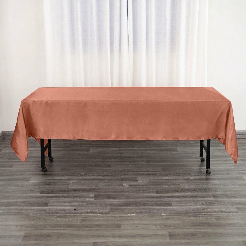 Terracotta (Rust) Seamless Smooth Satin Rectangular Tablecloth – 60″x102″  |   Satin Satin Satin