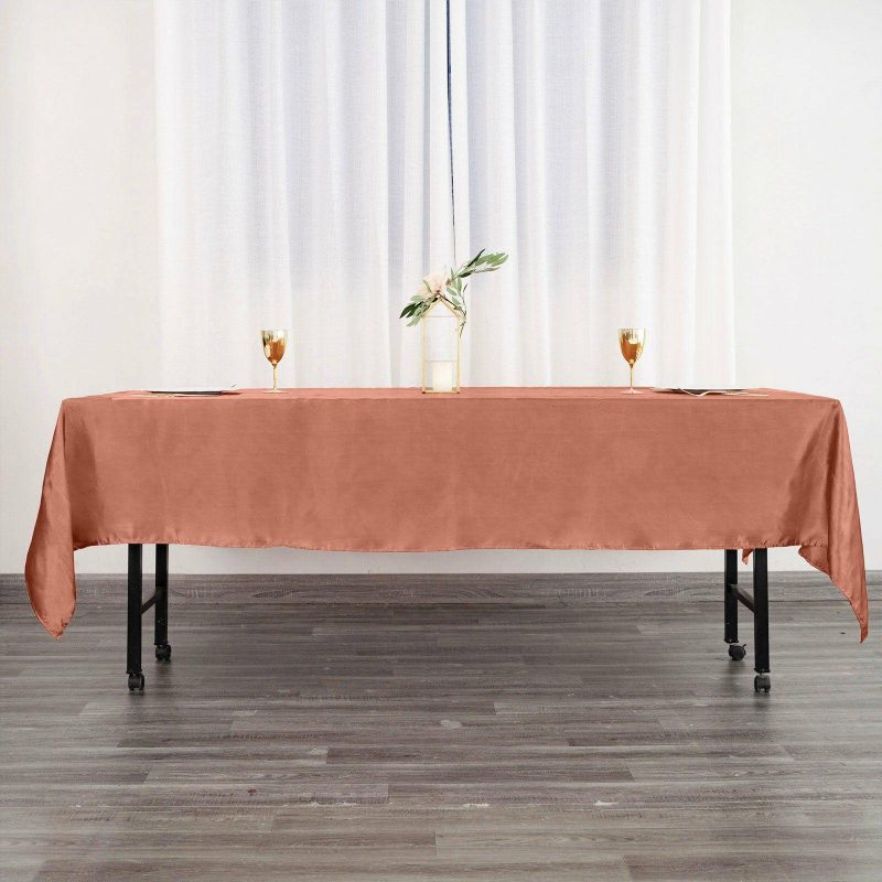 Terracotta (Rust) Seamless Smooth Satin Rectangular Tablecloth – 60″x102″  |   Satin Satin Satin