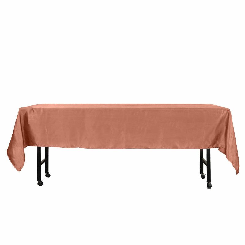 Terracotta (Rust) Seamless Smooth Satin Rectangular Tablecloth – 60″x102″  |   Satin Satin Satin