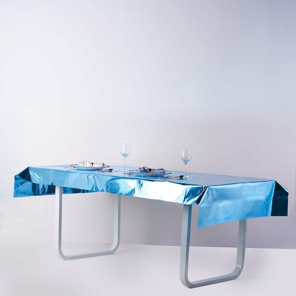 Turquoise Metallic Foil Rectangle Tablecloth, Disposable Table Cover 40″x90″  |   Disposable Tablecloth Disposable Tablecloth Disposable Tablecloth