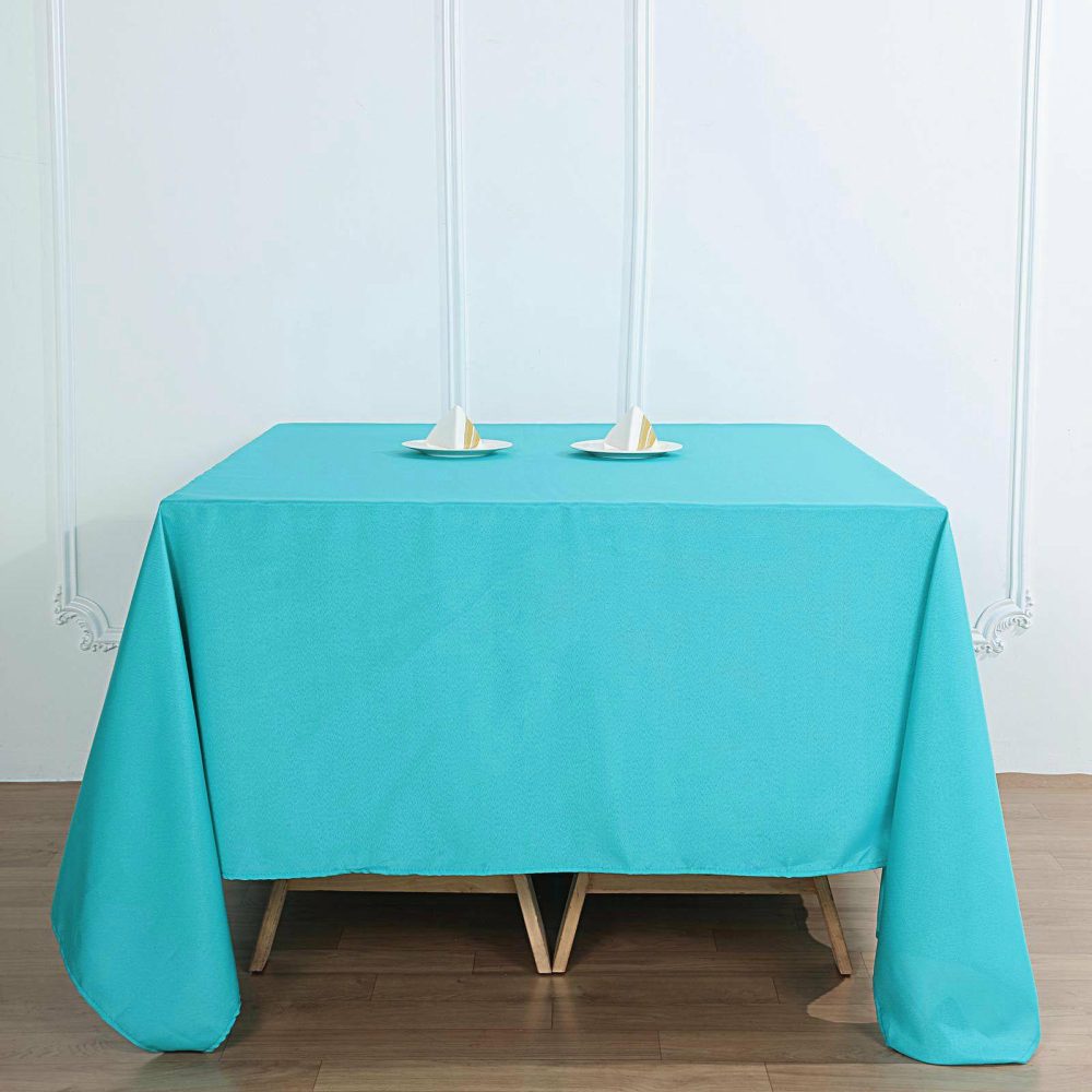 Turquoise Polyester Square Tablecloth 90″x90″  |   Polyester Polyester Polyester