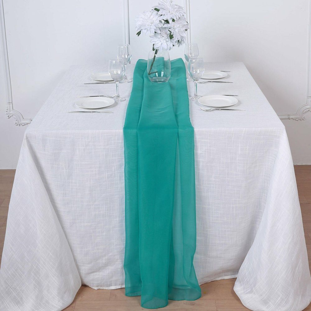 Turquoise Premium Chiffon Table Runner 6ft  |   Organza & Chiffon Organza & Chiffon Organza & Chiffon