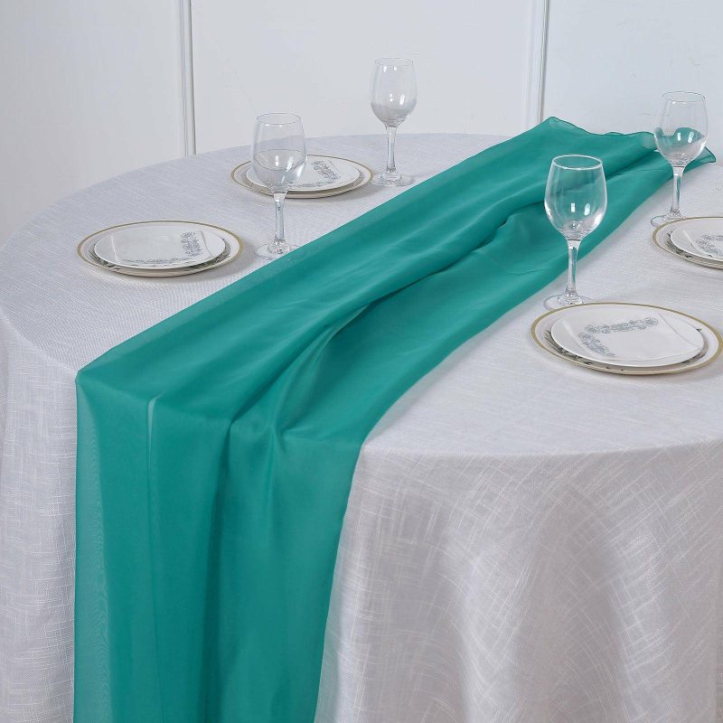 Turquoise Premium Chiffon Table Runner 6ft  |   Organza & Chiffon Organza & Chiffon Organza & Chiffon