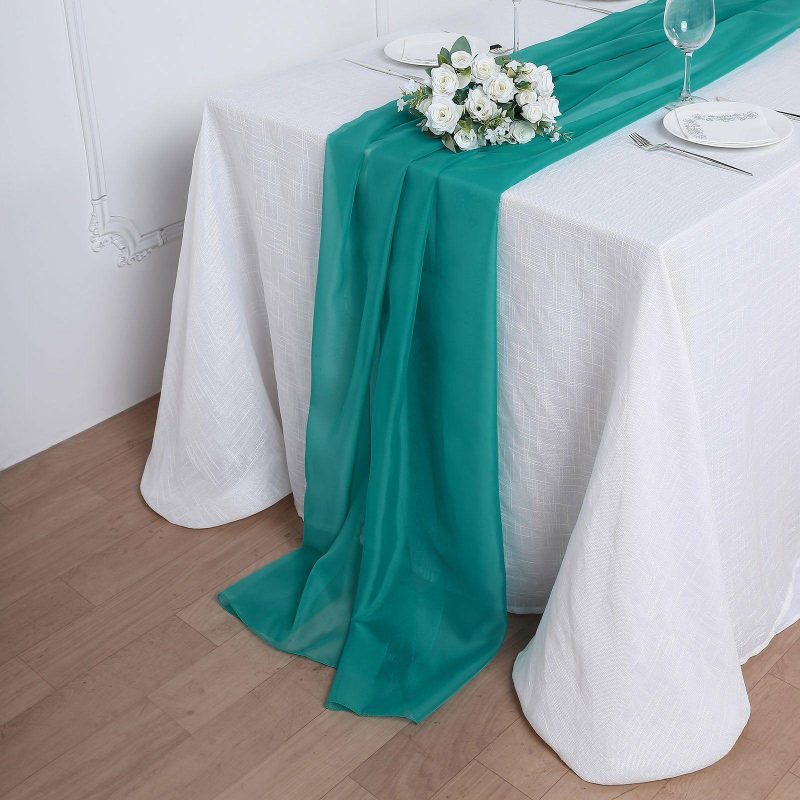 Turquoise Premium Chiffon Table Runner 6ft  |   Organza & Chiffon Organza & Chiffon Organza & Chiffon