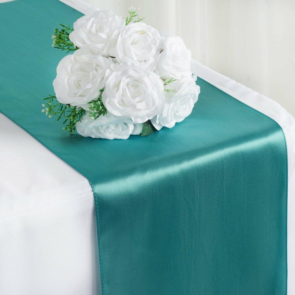 Turquoise Satin Table Runner 12″x108″  |   Satin & Taffeta Satin & Taffeta Satin & Taffeta