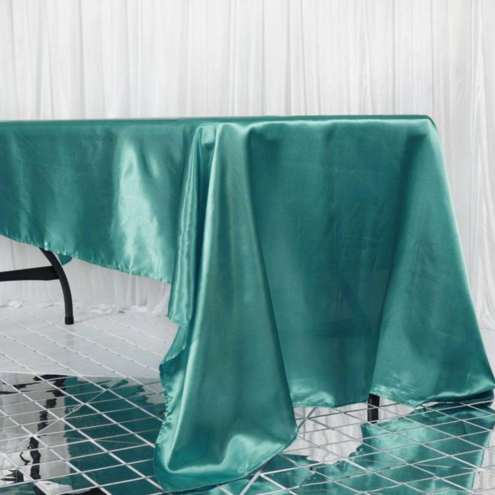 Turquoise Seamless Satin Rectangular Tablecloth 60″x126″  |   Satin Satin Satin