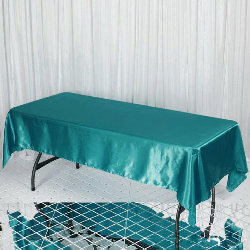 Turquoise Seamless Smooth Satin Rectangular Tablecloth 60″x102″  |   Satin Satin Satin