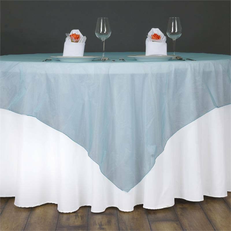 Turquoise Sheer Organza Square Table Overlay 60″x60″  |   Sheer Organza Sheer Organza Sheer Organza