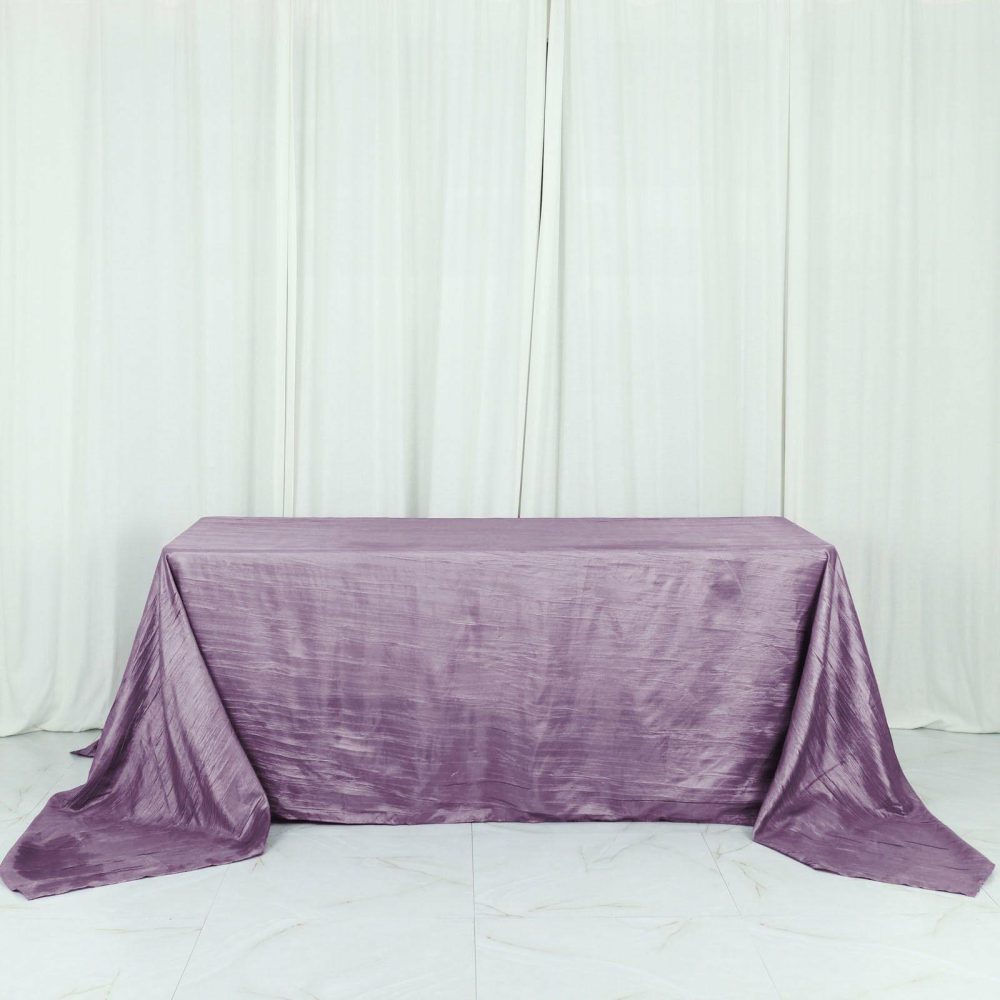 Violet Amethyst Accordion Crinkle Taffeta Seamless Rectangular Tablecloth 90″x132″ for 6 Foot Table With Floor-Length Drop  |   Pintuck, Crinkle & Leaf Pintuck, Crinkle & Leaf Pintuck, Crinkle & Leaf