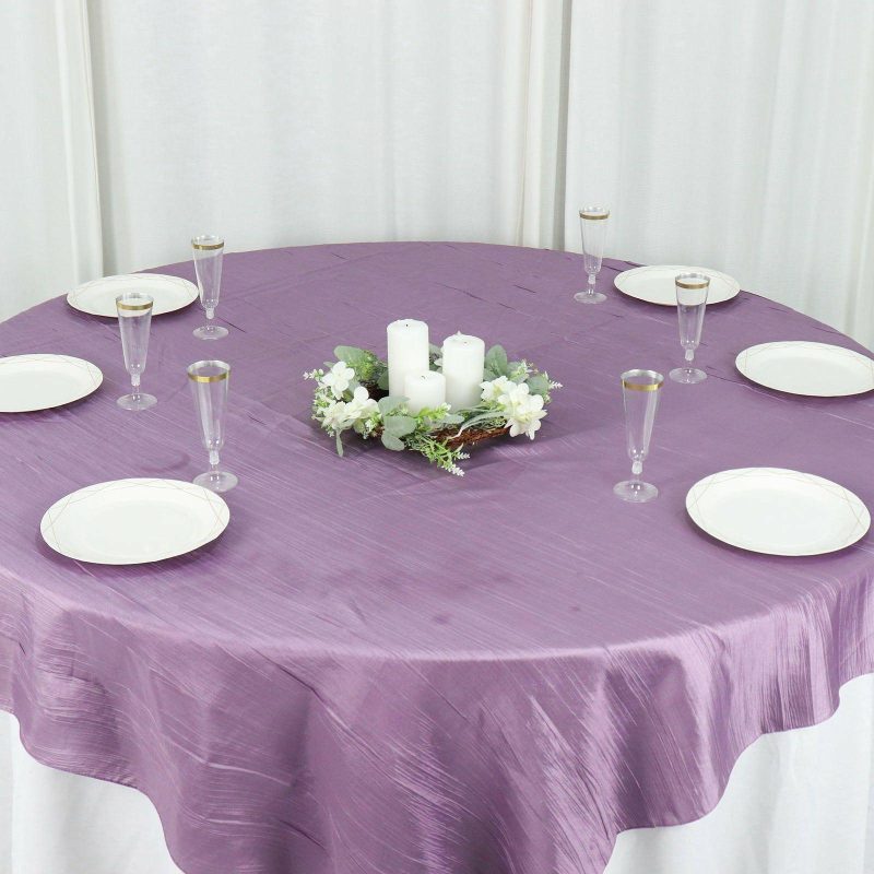 Violet Amethyst Accordion Crinkle Taffeta Table Overlay, Square Tablecloth Topper 72″x72″  |   Satin & Taffeta Satin & Taffeta Satin & Taffeta