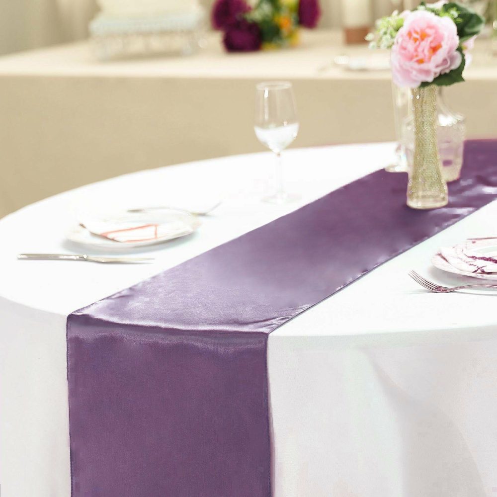 Violet Amethyst Satin Table Runner 12″x108″  |   Satin & Taffeta Satin & Taffeta Amethyst