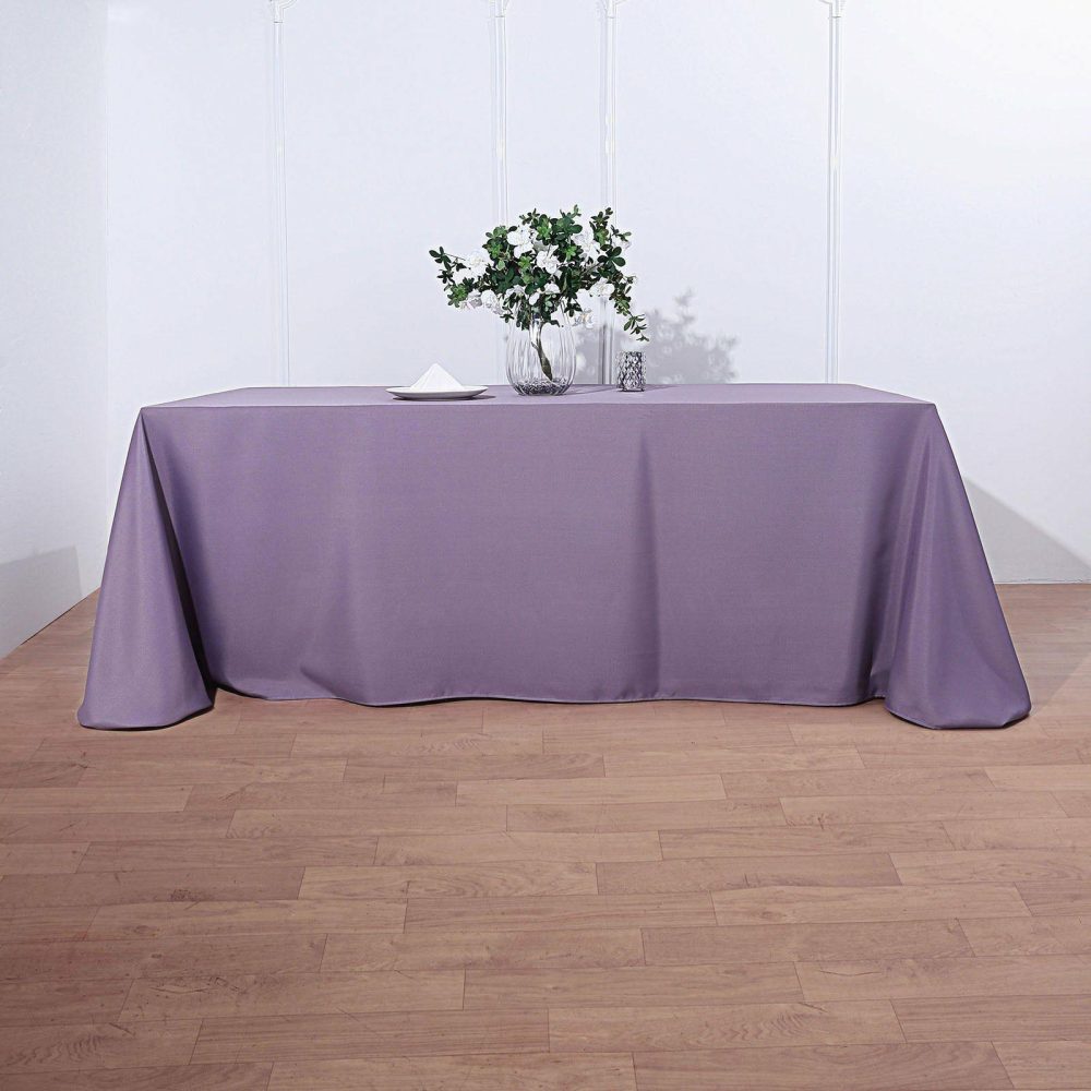 Violet Amethyst Seamless Polyester Rectangular Tablecloth 90″x132″ for 6 Foot Table With Floor-Length Drop  |   Polyester Polyester Amethyst