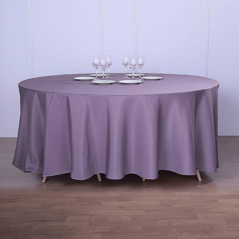 Violet Amethyst Seamless Polyester Round Tablecloth 120″ for 5 Foot Table With Floor-Length Drop  |   Polyester Polyester Amethyst