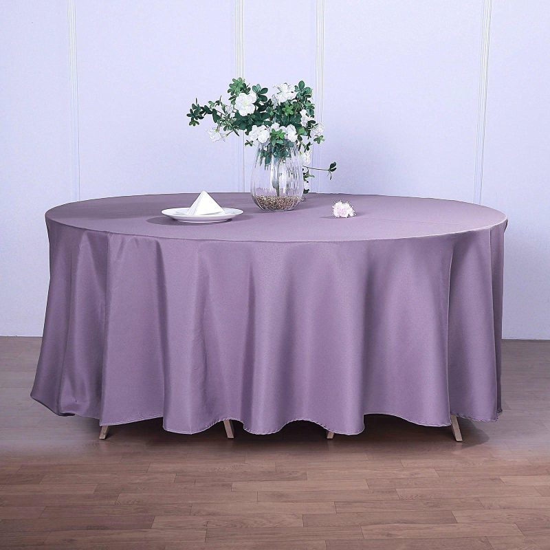 Violet Amethyst Seamless Polyester Round Tablecloth 120″ for 5 Foot Table With Floor-Length Drop  |   Polyester Polyester Amethyst