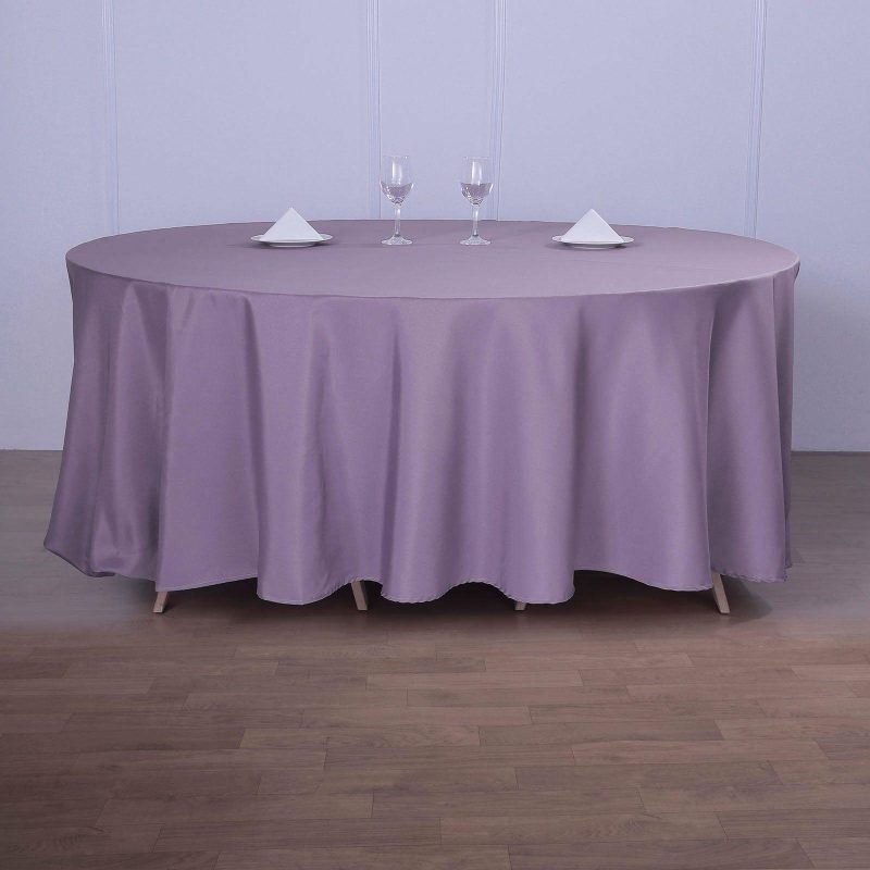 Violet Amethyst Seamless Polyester Round Tablecloth 120″ for 5 Foot Table With Floor-Length Drop  |   Polyester Polyester Amethyst