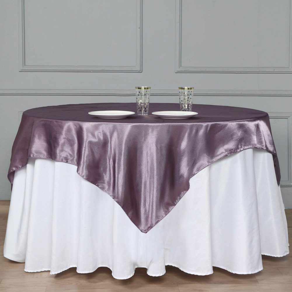 Violet Amethyst Square Smooth Satin Table Overlay 60″x60″  |   Satin & Taffeta Satin & Taffeta Amethyst