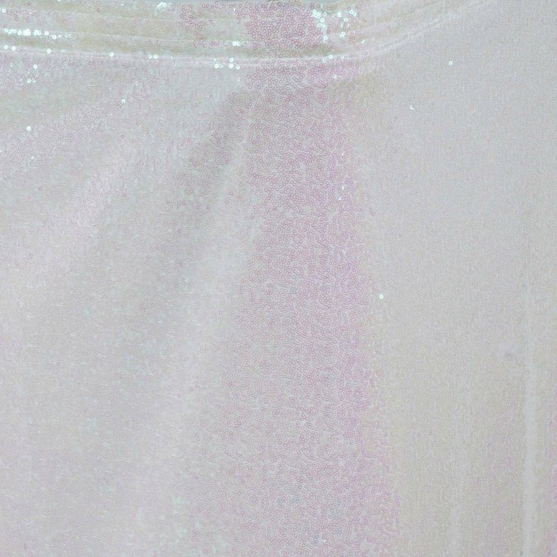 White Iridescent Glitzy Sequin Table Skirts 14ft  |   Satin Shimmer Satin Shimmer Satin Shimmer