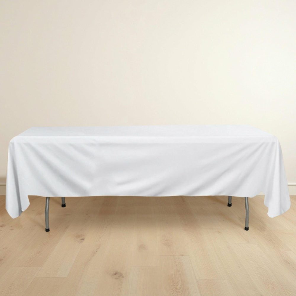 White Premium Scuba Rectangular Tablecloth, Wrinkle Free Polyester Seamless Tablecloth 60″x102″  |   Polyester Polyester Polyester