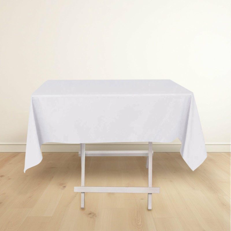 White Premium Scuba Square Tablecloth, Wrinkle Free Polyester Seamless Tablecloth 54″  |   Polyester Polyester Polyester