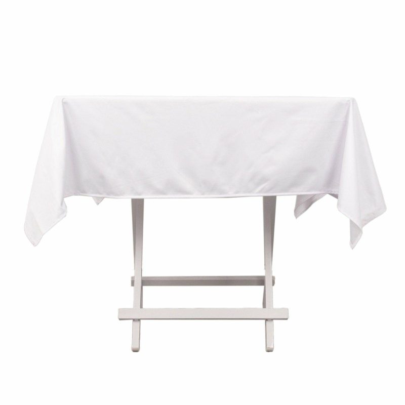 White Premium Scuba Square Tablecloth, Wrinkle Free Polyester Seamless Tablecloth 54″  |   Polyester Polyester Polyester