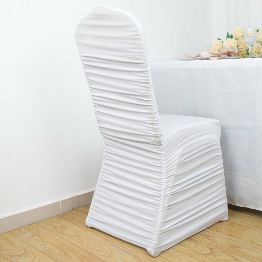 White Rouge Stretch Spandex Fitted Banquet Slip On Chair Cover  |   Spandex Fitted Banquet Chair Covers Spandex & Fitted