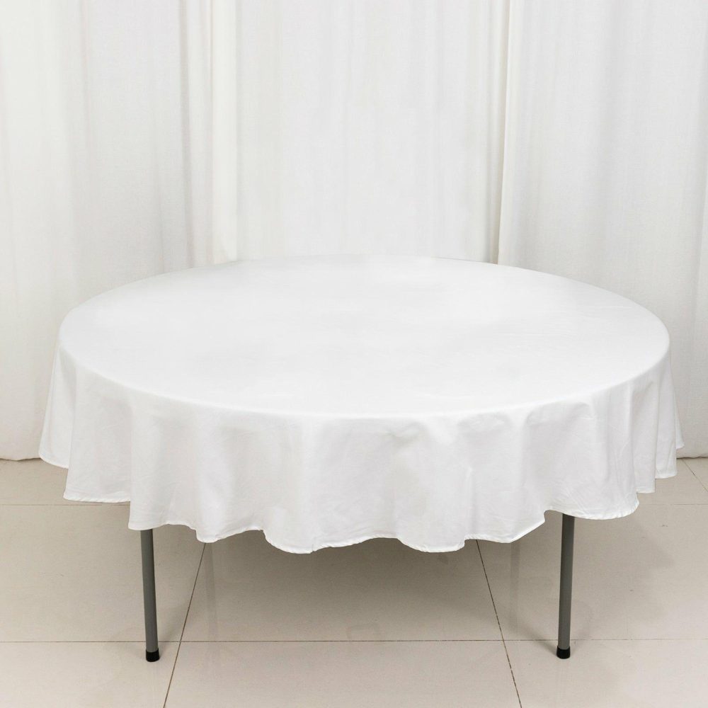 White Round 100% Cotton Linen Seamless Tablecloth 90″  |   Commercial Grade Linens Commercial Grade Linens Commercial Grade Linens