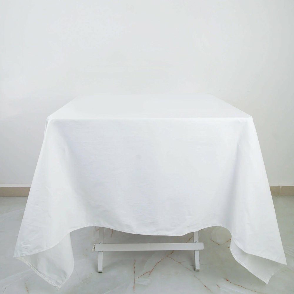 White Square 100% Cotton Linen Seamless Tablecloth 70″  |   Polyester Polyester Polyester