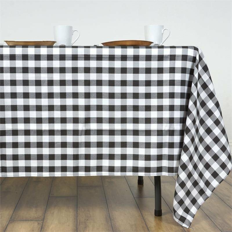 White/Black Seamless Buffalo Plaid Rectangle Tablecloth, Checkered Polyester Tablecloth 60″x126″  |   Polyester Polyester Black