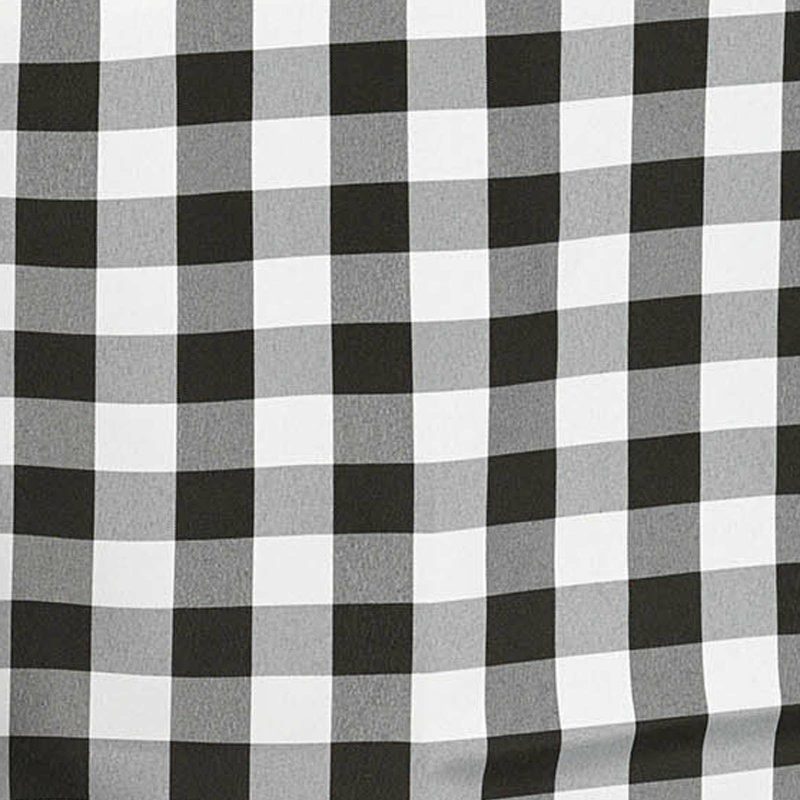 White/Black Seamless Buffalo Plaid Rectangle Tablecloth, Checkered Polyester Tablecloth 90″x132″ for 6 Foot Table With Floor-Length Drop  |   Polyester Polyester Black