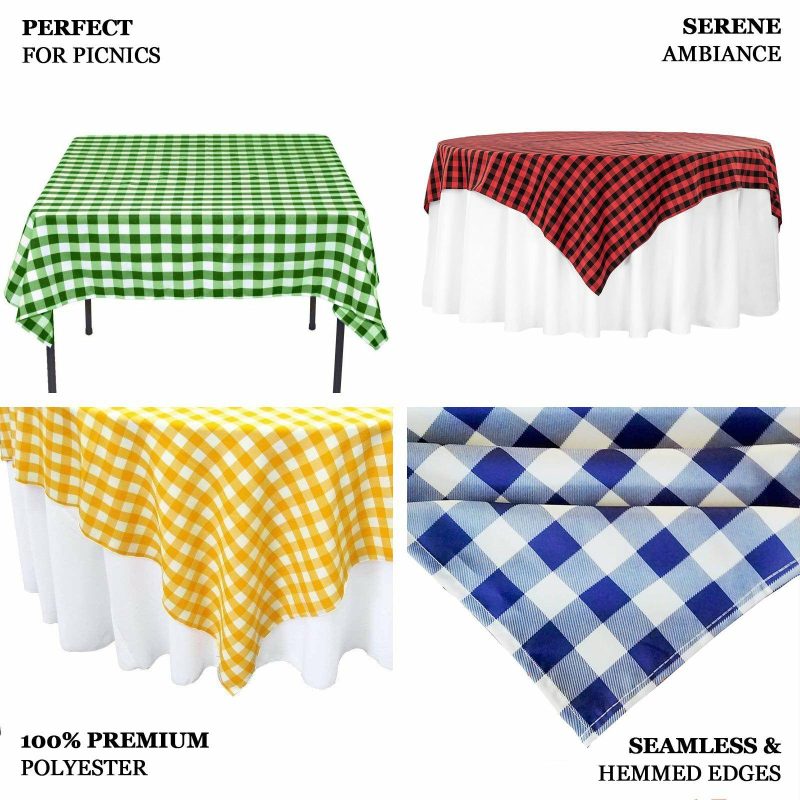 White/Black Seamless Buffalo Plaid Square Tablecloth, Checkered Gingham Polyester Tablecloth 54″x54″  |   Polyester Polyester Black