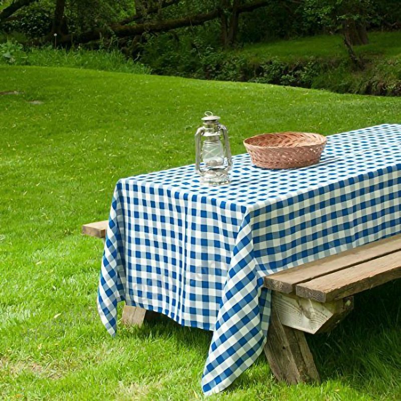 White/Blue Seamless Buffalo Plaid Rectangle Tablecloth, Checkered Polyester Tablecloth 60″x126″  |   Polyester Polyester Blue