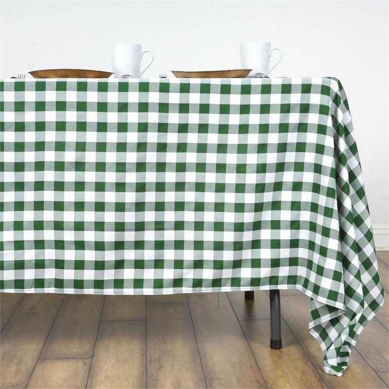 White/Green Seamless Buffalo Plaid Rectangle Tablecloth, Checkered Polyester Tablecloth 60″x126″  |   Polyester Polyester Green