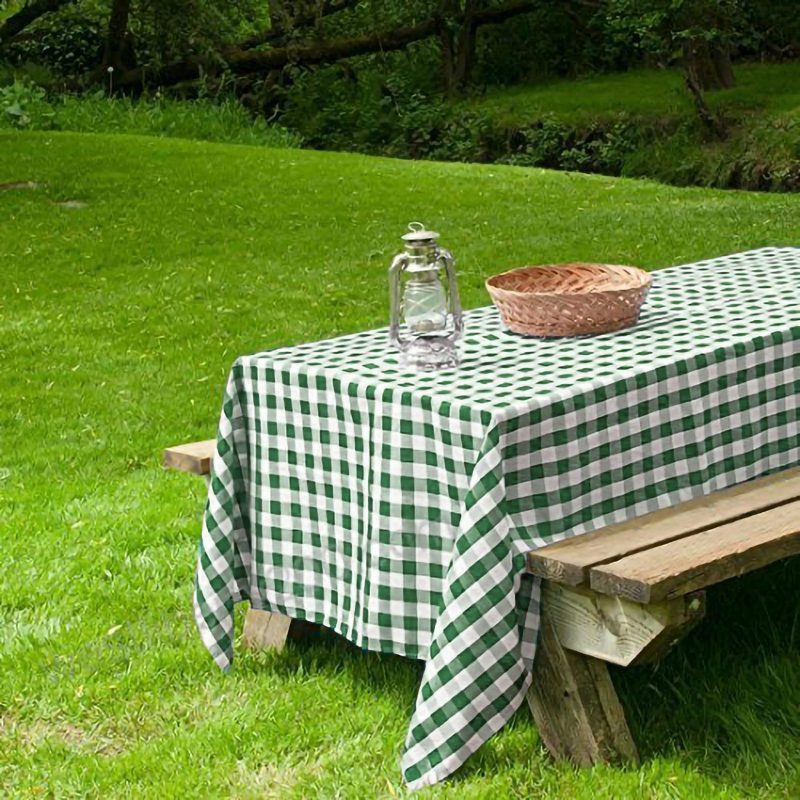 White/Green Seamless Buffalo Plaid Rectangle Tablecloth, Checkered Polyester Tablecloth 60″x126″  |   Polyester Polyester Green