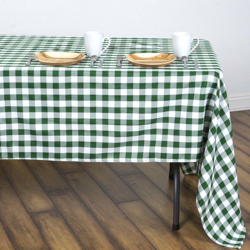 White/Green Seamless Buffalo Plaid Rectangle Tablecloth, Checkered Polyester Tablecloth 60″x126″  |   Polyester Polyester Green