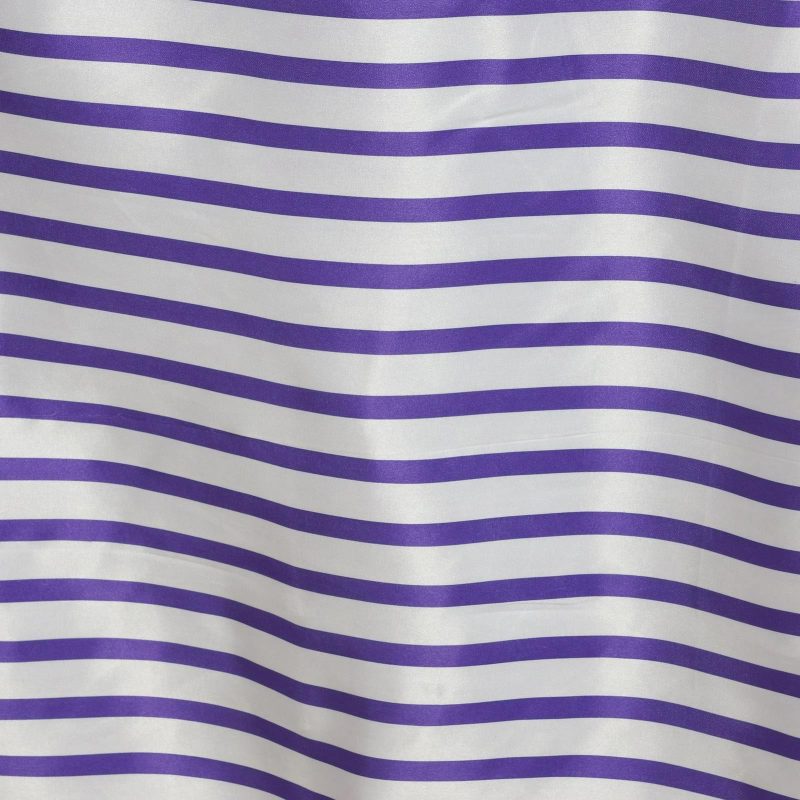 White/Purple Seamless Stripe Satin Rectangle Tablecloth 60″x102″  |   Satin Satin Purple