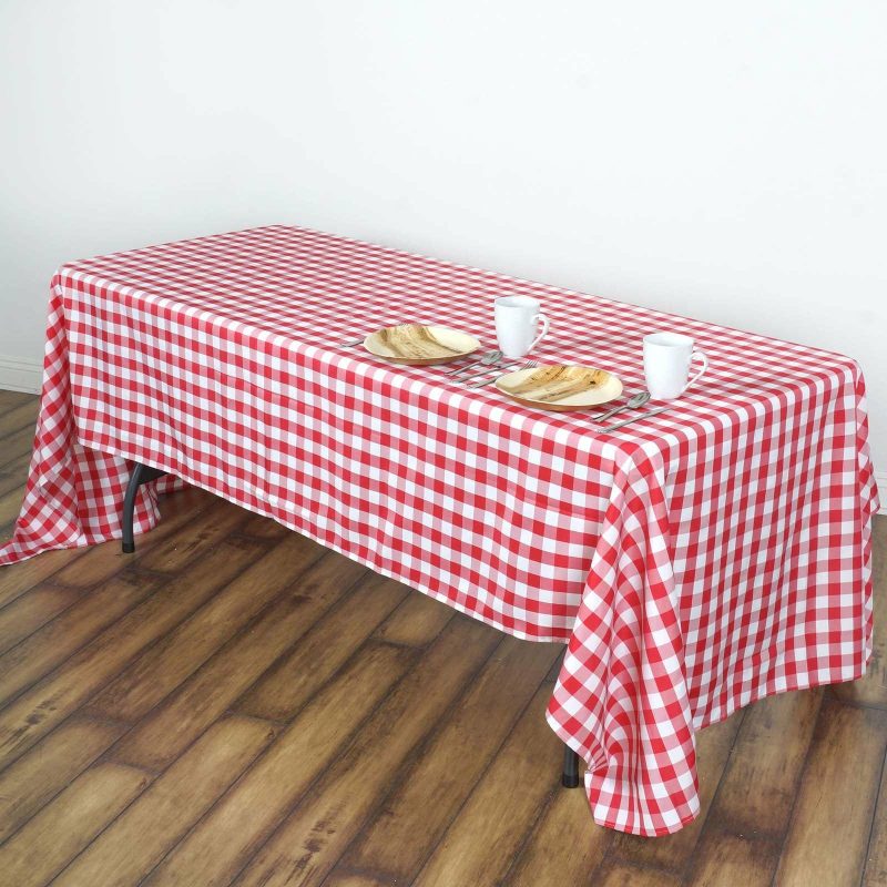 White/Red Seamless Buffalo Plaid Rectangle Tablecloth, Checkered Polyester Linen Tablecloth 60″x102″  |   Polyester Polyester Polyester