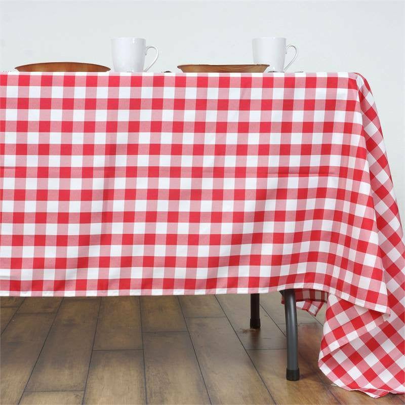 White/Red Seamless Buffalo Plaid Rectangle Tablecloth, Checkered Polyester Tablecloth 60″x126″  |   Polyester Polyester Polyester