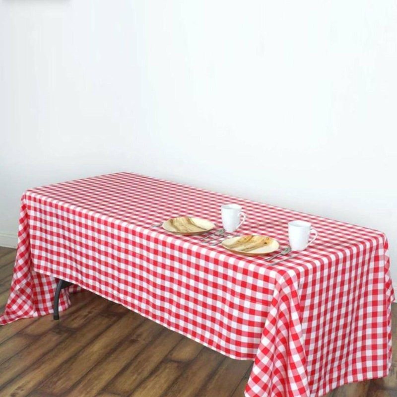 White/Red Seamless Buffalo Plaid Rectangle Tablecloth, Checkered Polyester Tablecloth 60″x126″  |   Polyester Polyester Polyester