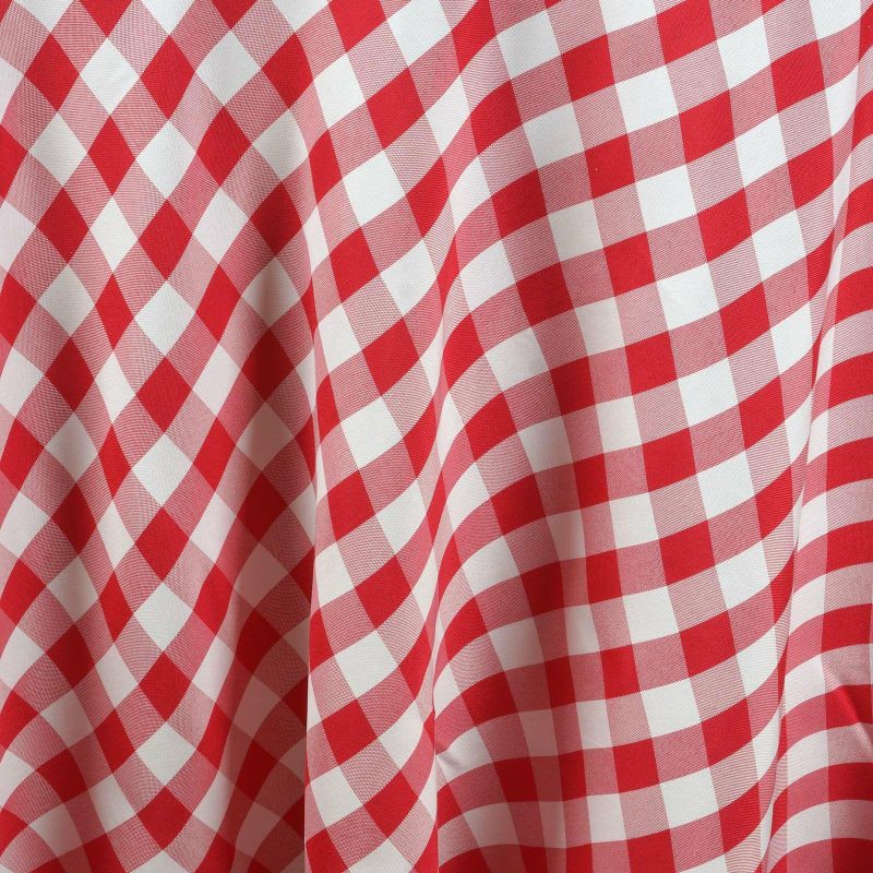 White/Red Seamless Buffalo Plaid Round Tablecloth, Checkered Gingham Polyester Tablecloth 120″ for 5 Foot Table With Floor-Length Drop  |   Polyester Polyester Polyester