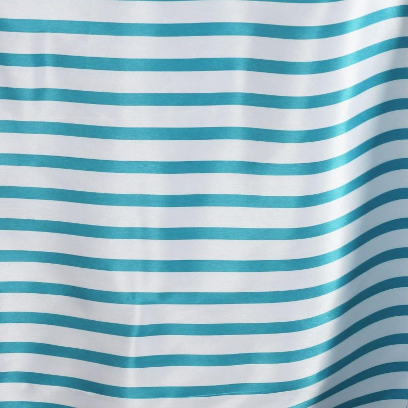 White/Turquoise Seamless Stripe Satin Rectangle Tablecloth 60″x102″  |   Satin Satin Satin