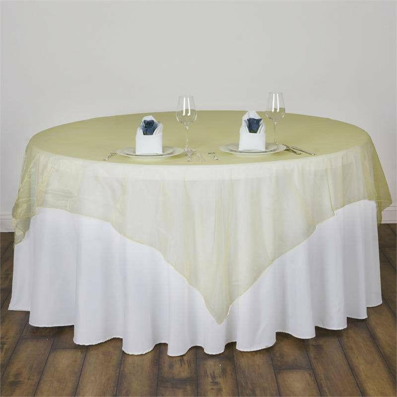 Yellow Sheer Organza Square Table Overlay 90″x90″  |   Sheer Organza Sheer Organza Sheer Organza