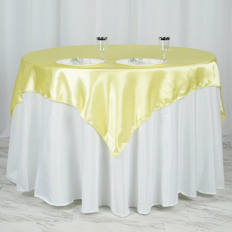 Yellow Square Smooth Satin Table Overlay 60″x60″  |   Satin & Taffeta Satin & Taffeta Satin & Taffeta