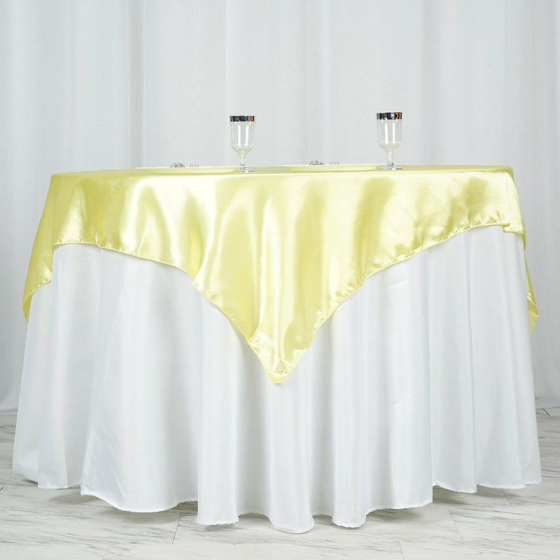 Yellow Square Smooth Satin Table Overlay 60″x60″  |   Satin & Taffeta Satin & Taffeta Satin & Taffeta