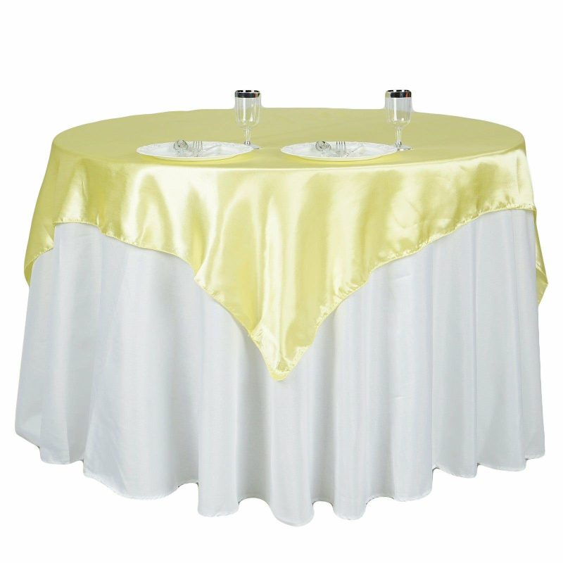 Yellow Square Smooth Satin Table Overlay 60″x60″  |   Satin & Taffeta Satin & Taffeta Satin & Taffeta