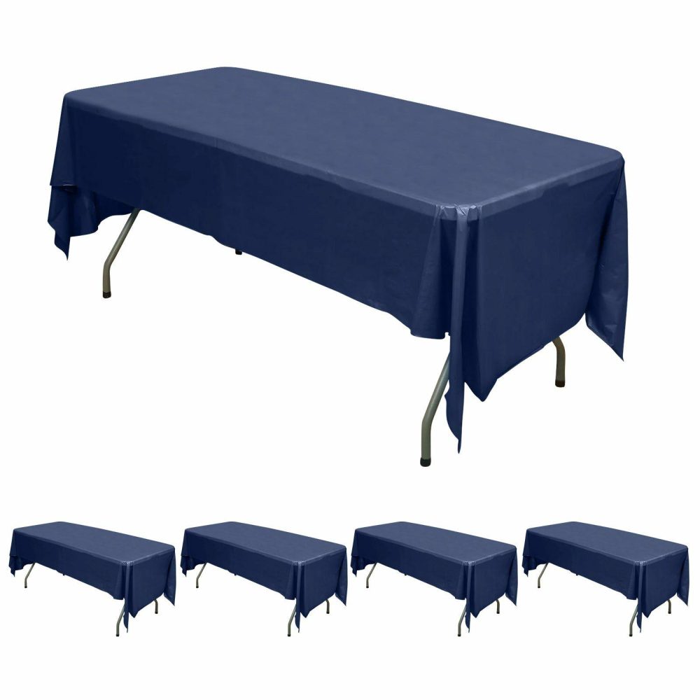 5 Pack Navy Blue Rectangle Plastic Table Covers, 54″x108″ PVC Waterproof Disposable Tablecloths  |   Disposable Tablecloth Disposable Tablecloth Disposable Tablecloth