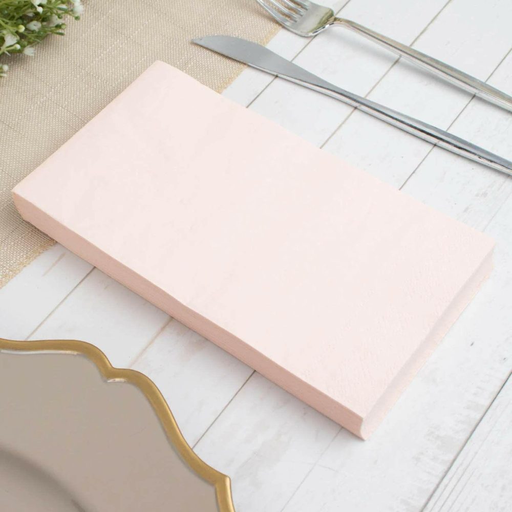 50 Pack Soft Blush Dinner Party Paper Napkins, Wedding Reception Cocktail Beverage Napkins 2 Ply  |   Paper Napkins Paper Napkins Blush