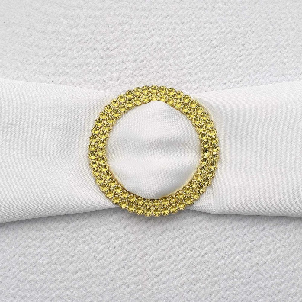 20 Pack Gold Diamond Circle Chair Sash Band Buckle Pin, Rhinestone Napkin Ring Brooch 2.5″  |   Sash Buckles & Clip Pins Chair Sashes Gold