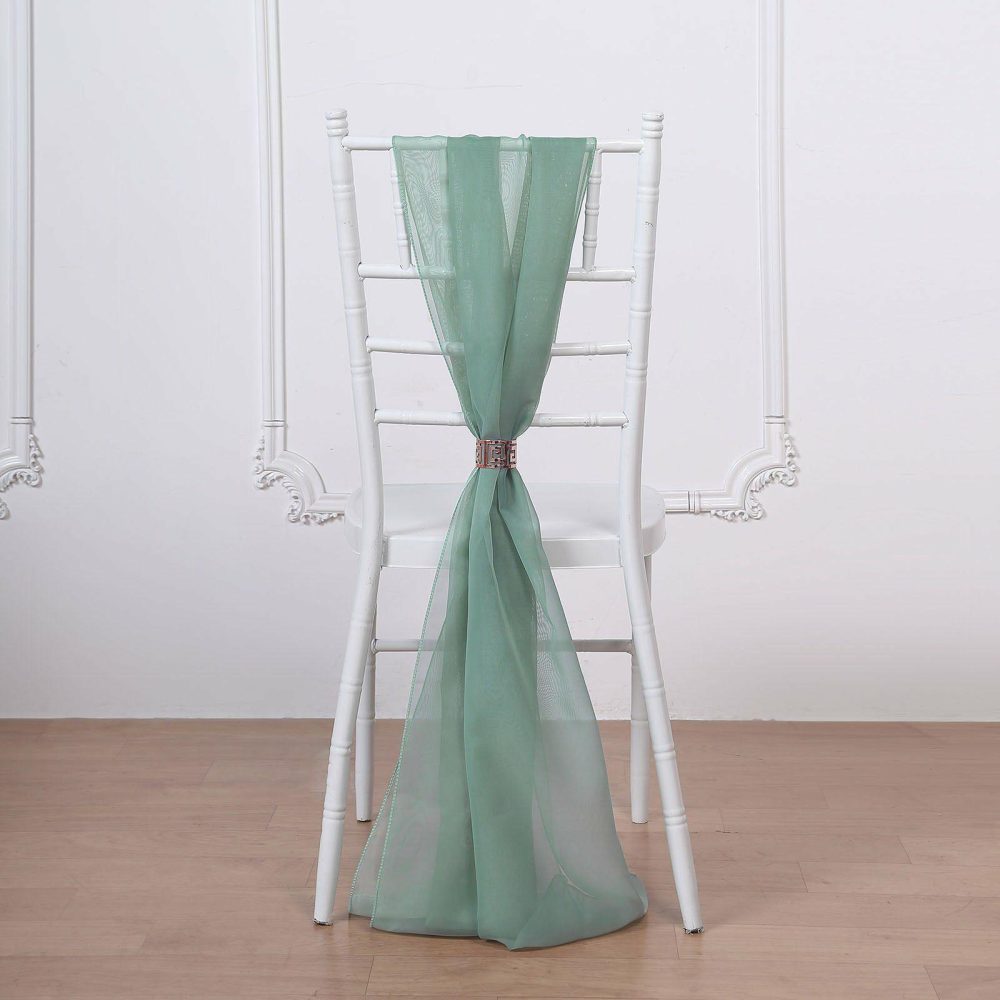 5 Pack Eucalyptus Sage DIY Premium Designer Chiffon Chair Sashes 22" x 78"  |   Organza & Chiffon